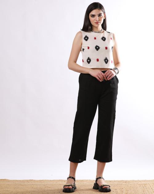 Women Ikat Print Crop Top