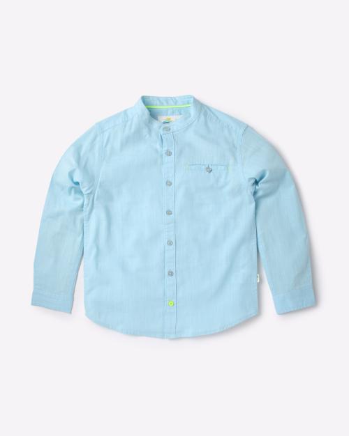 Shirt with Band Collar