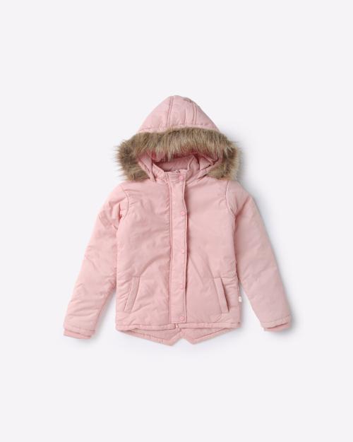 Jacket with Fur Lined Hood