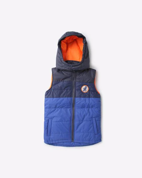 Quilted Sleeveless Jacket with Hood