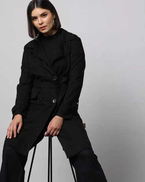 Women Trench Coat with Tie-Up