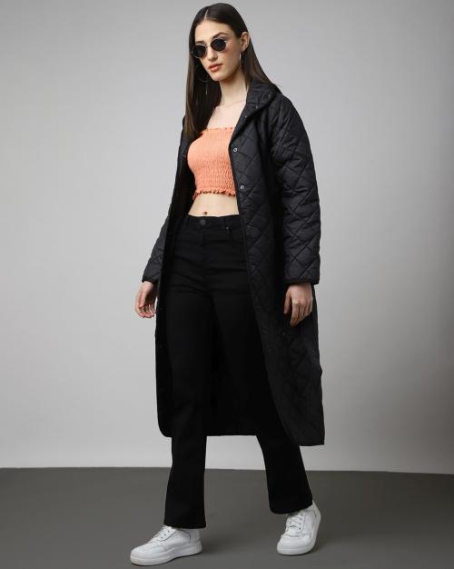 Buy Women Quilted Trench Coat with Belt TieUp Online at Best Prices in