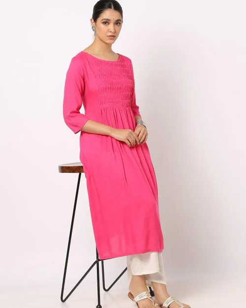 A-Line Kurta with Contrast Yoke