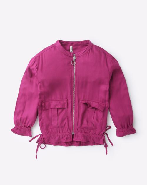 Zip-Front Top with Flap Pockets