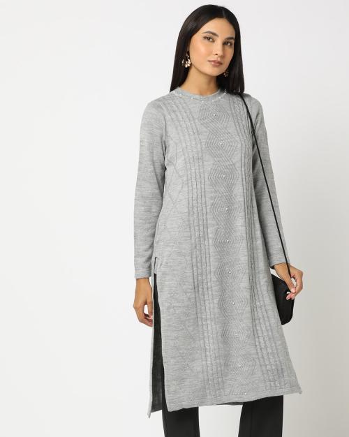 Cable-Knit Straight Kurta & Palazzo Set