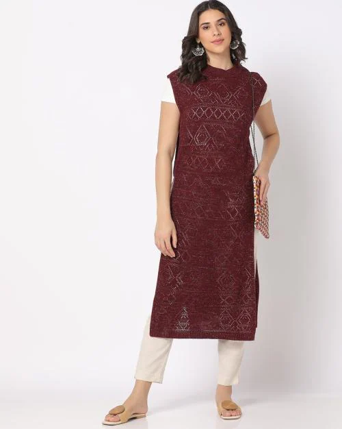 Pointelle-Knit High-Neck Shrug