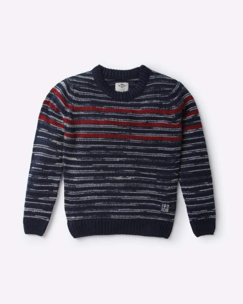 Striped Sweater with Ribbed Hems