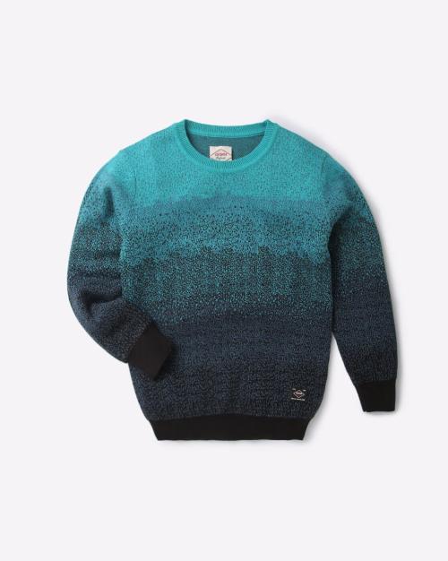 Ombre-Knit Pullover with Ribbed Hem