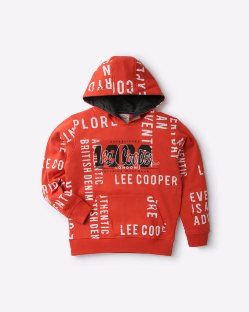 Typographic Print Hoodie with Kangaroo Pockets