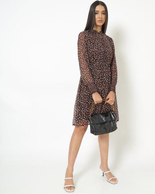 VMI Micro Print Fit & Flare Dress