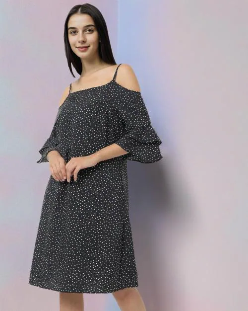 Polka-Dot Print Shift Dress