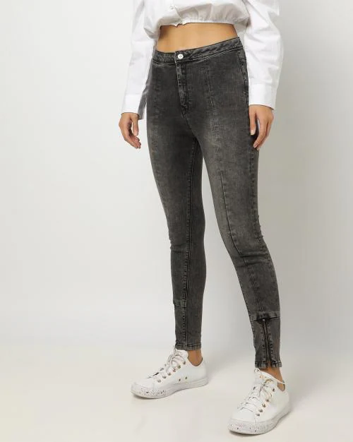 Women Acid-Wash Slim Fit Jeans