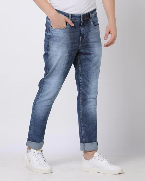 Mid-Wash Slim Fit Jeans