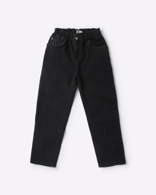 Girls Elasticated Waist Flat-Front Jeans