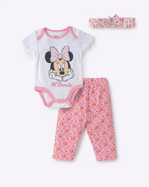 Cartoon Print Onesie with Pyjamas & Headband
