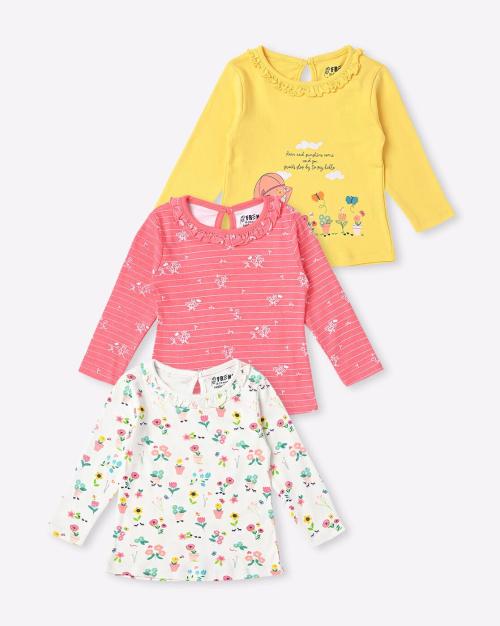 Pack of 3 Printed Round-Neck T-shirts