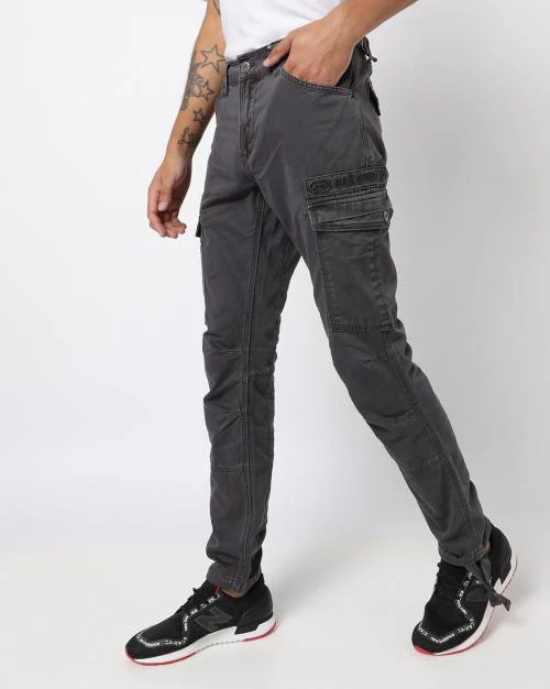 Buy Slim Fit Cargo Pants with Brand Embroidery Online at Best Prices in ...