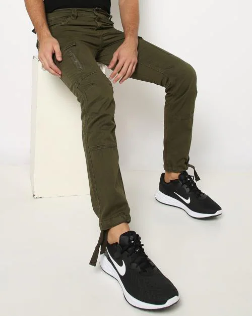 Slim Fit Cargo Pants with Brand Embroidery