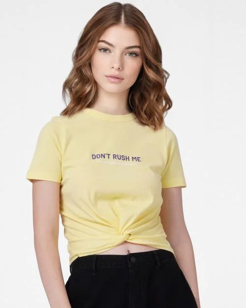 Typographic Print Twist-Front Crew-Neck T-shirt