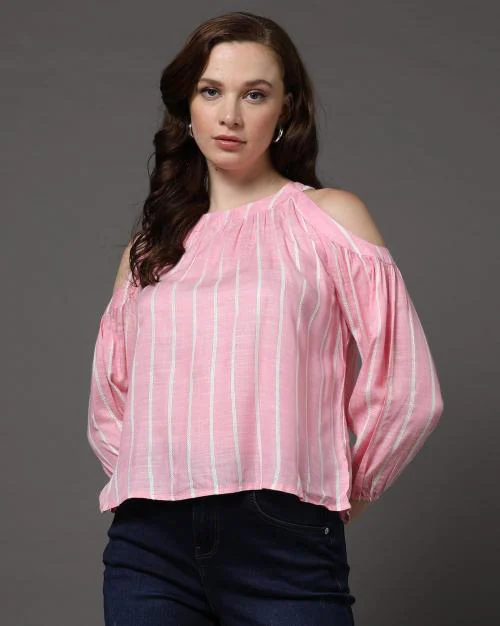 Striped Cold-Shoulder Top