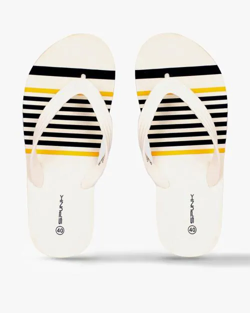 Striped Thong-Strap Flip-Flops