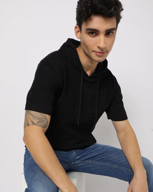 Regular Fit Striped Hooded T-Shirt