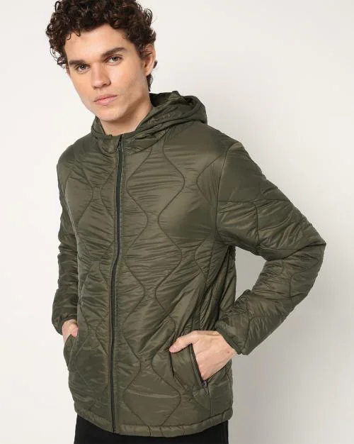 Puffer Hooded Jacket with Zip Pockets