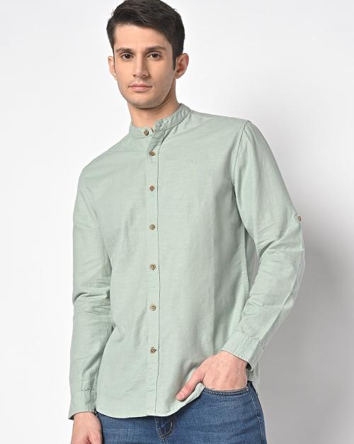 Buy Slim Fit Shirt with Mandarin Collar Online at Best Prices in India