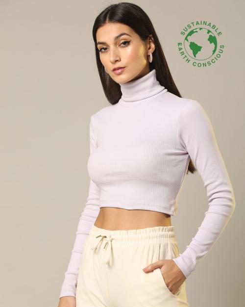 Turtle-Neck Crop Top