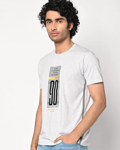 Numeric Print Slim Fit Crew-Neck T-shirt