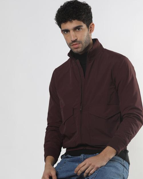 Zip-Front Bomber Jacket with Flap Pockets
