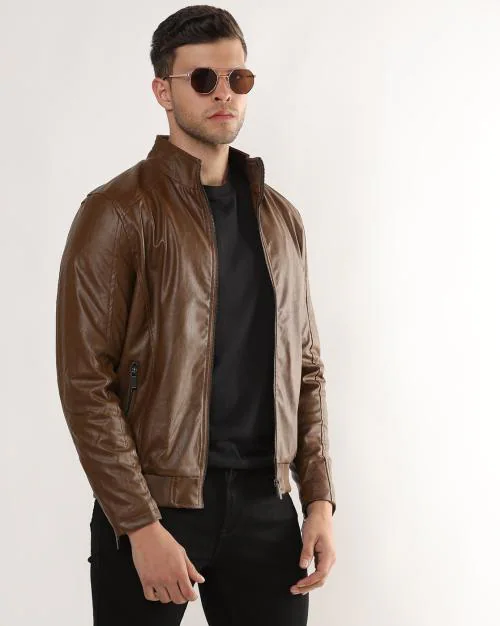 Zip-Front Biker Jacket