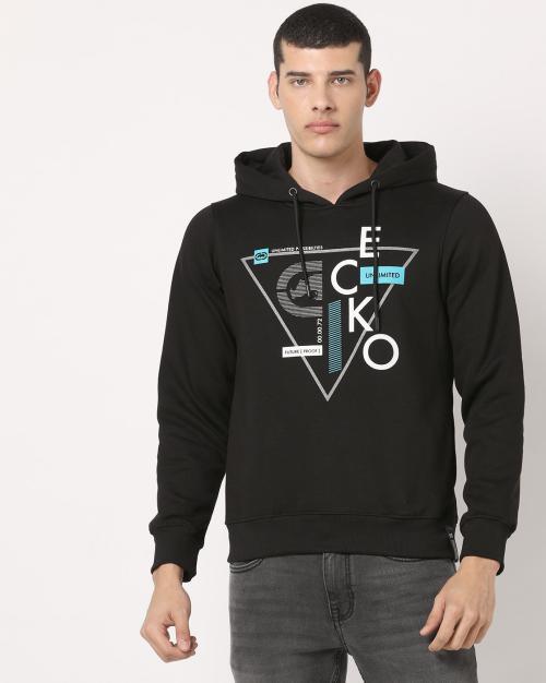 Brand Print Hoodie with Insert Pockets