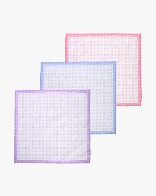 Geometric Print Handkerchief with Contrast Borders