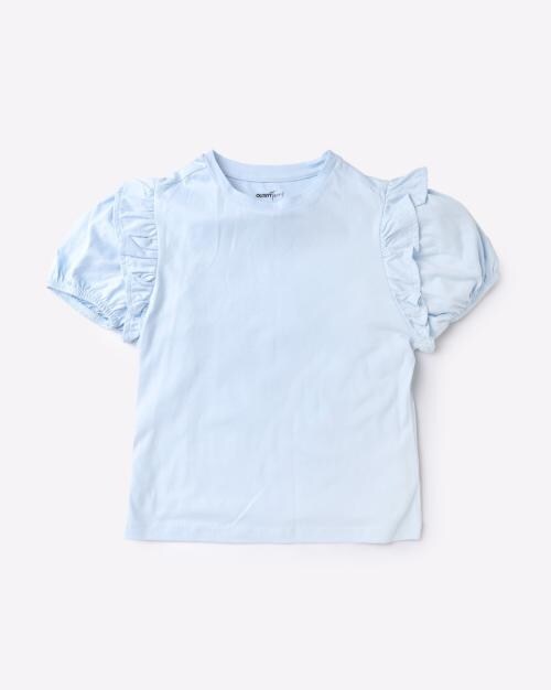 Round-Neck T-shirt with Ruffles