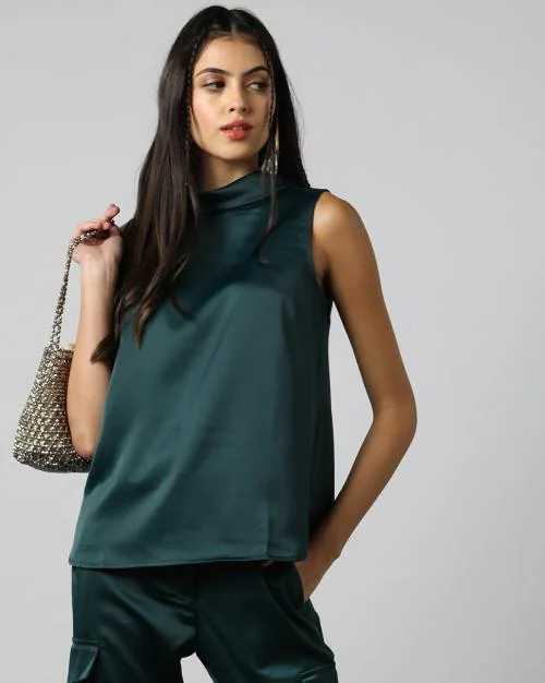 Buy Women Sleeveless HighNeck Top Online at Best Prices in India