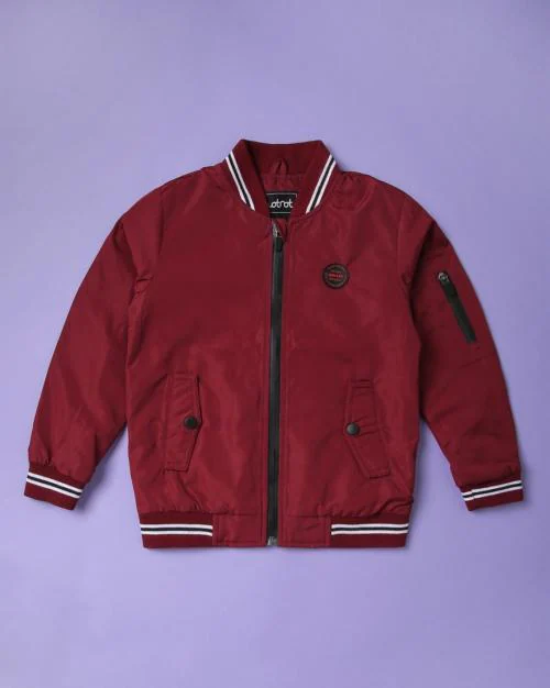 Zip-Front Bomber Jacket with Flap Pockets