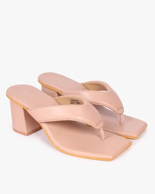 Thong-Strap Block Heel Sandals