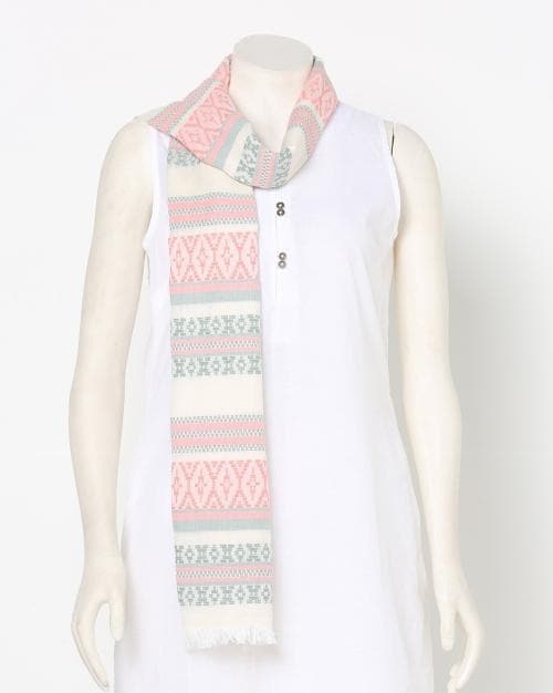Geometric Print Stole with Tassels