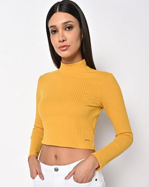 Ribbed High-Neck T-shirt