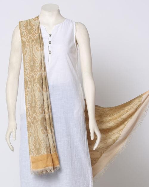 Women Woven Shawl with Raw Edges