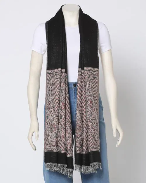 Women Woven Shawl with Raw Edges