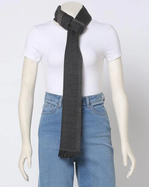 Men Muffler with Fringed Border