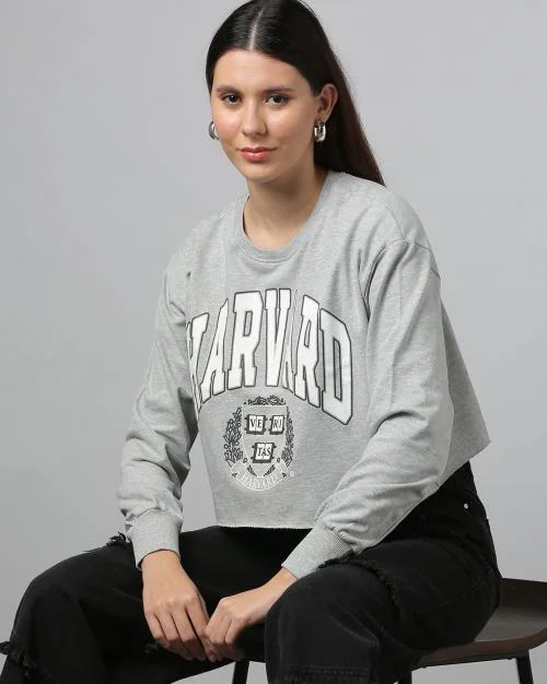 Women Harvard Sweatshirt with Raw Hem