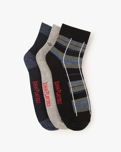 Pack of 3 Striped Ankle-Length Socks