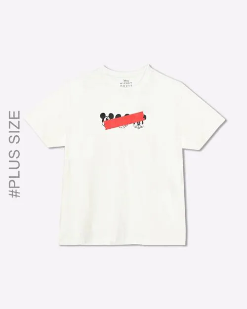Regular Fit Mickey Mouse Print Crew-Neck T-Shirt