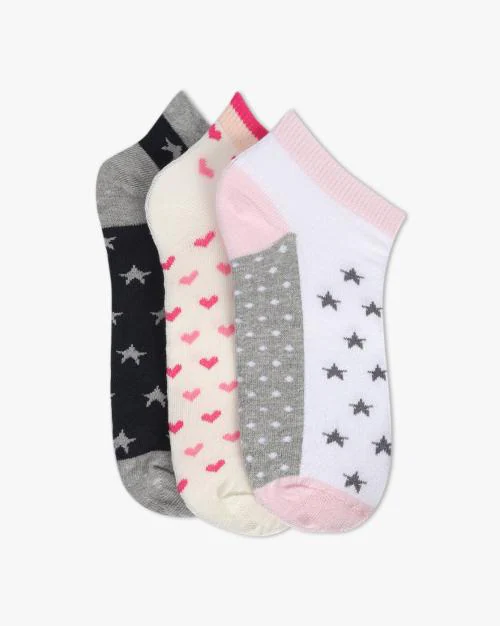Set of 3 Printed Low Ankle Socks
