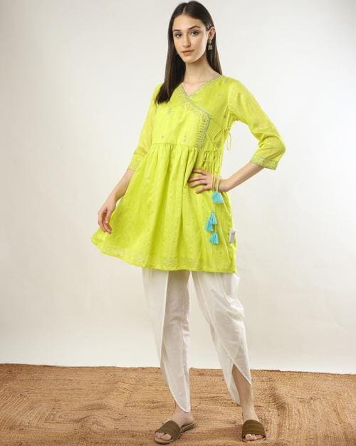 Embroidered Kurta with Dhoti Pants Set