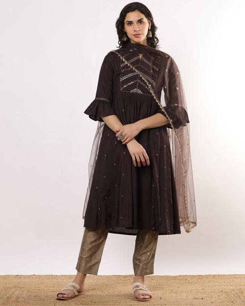 Women Embellished Flared Kurta Suit Set