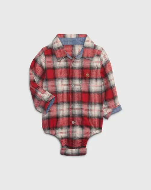 Checked Cotton Bodysuit